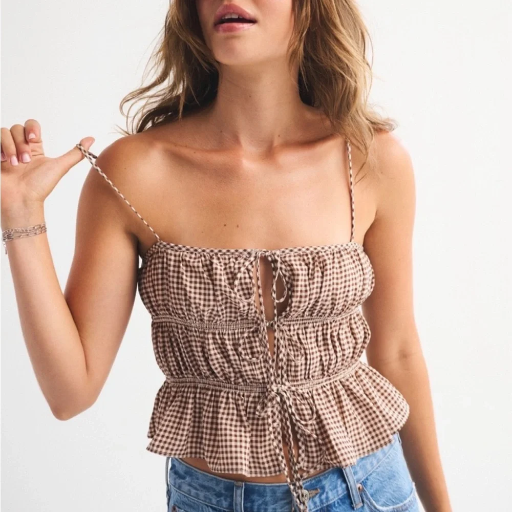 Abercrombie Brown Gingham Top - Picture 4 of 4